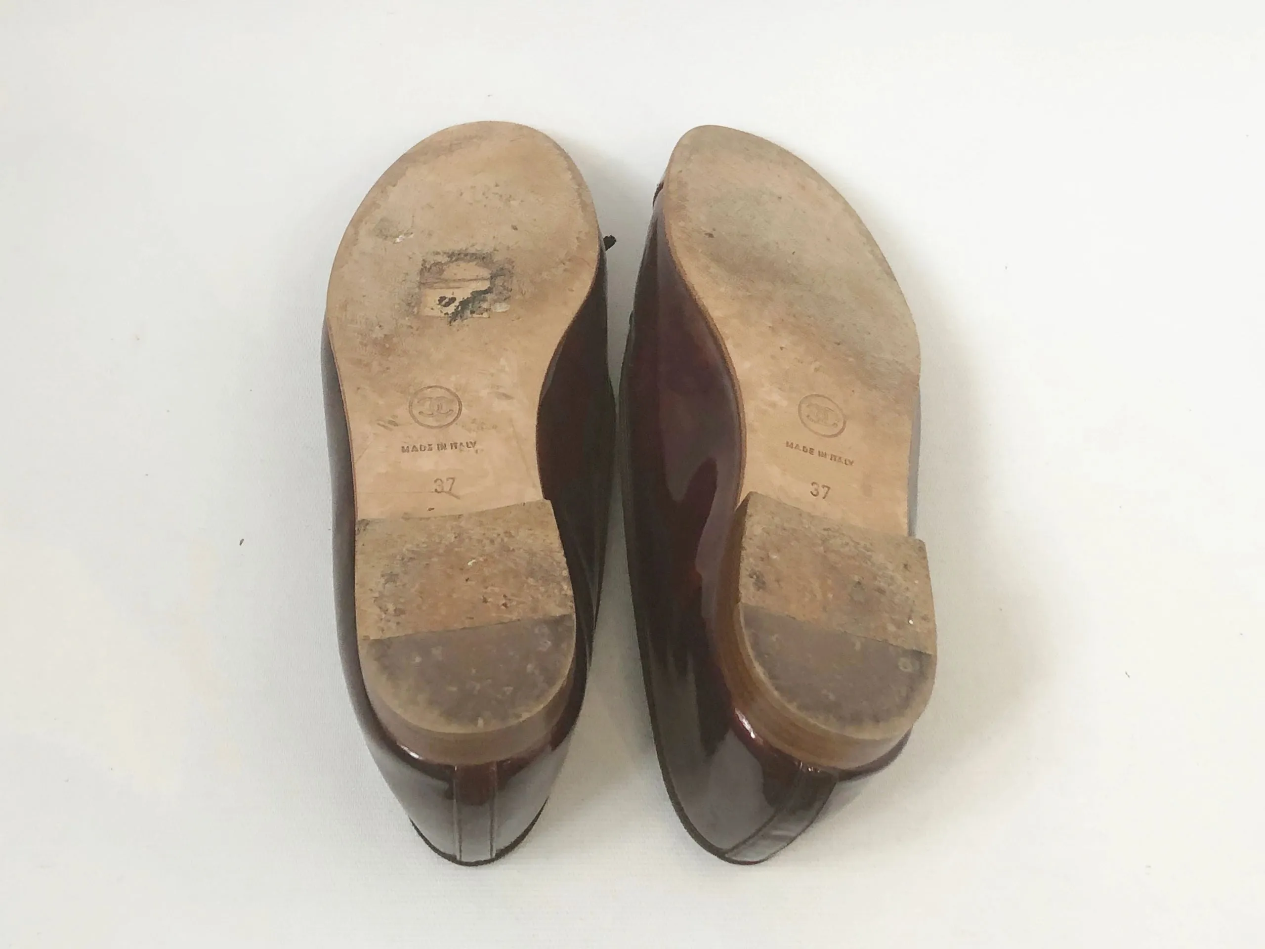 Chanel Patent Leather Ballet Flats Size 37 It (7 Us)