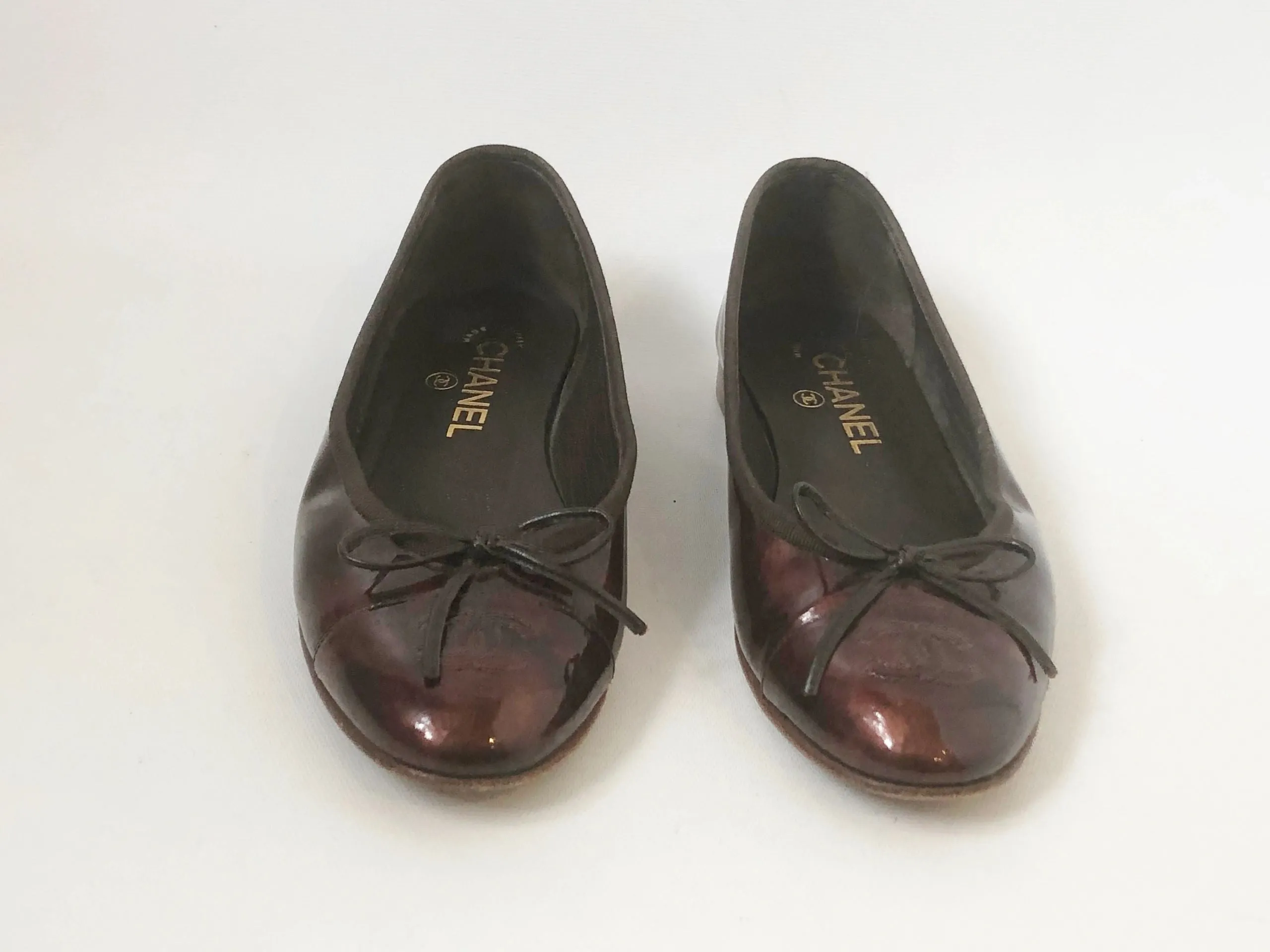 Chanel Patent Leather Ballet Flats Size 37 It (7 Us)