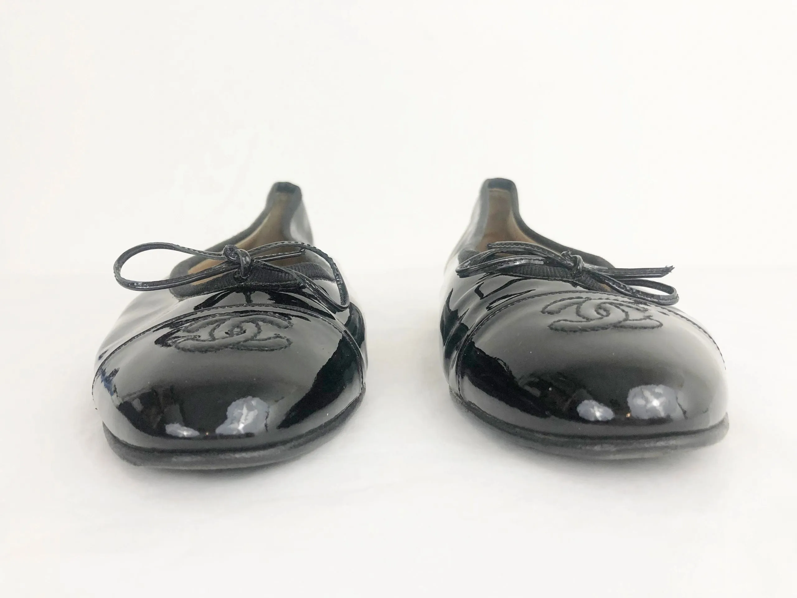 Chanel Patent Leather Ballet Flats Size 38.5 It (8.5 Us)