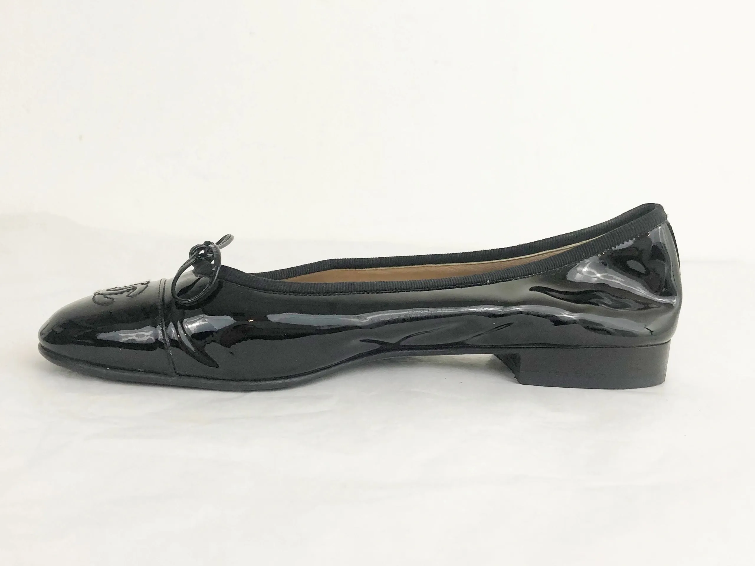 Chanel Patent Leather Ballet Flats Size 38.5 It (8.5 Us)