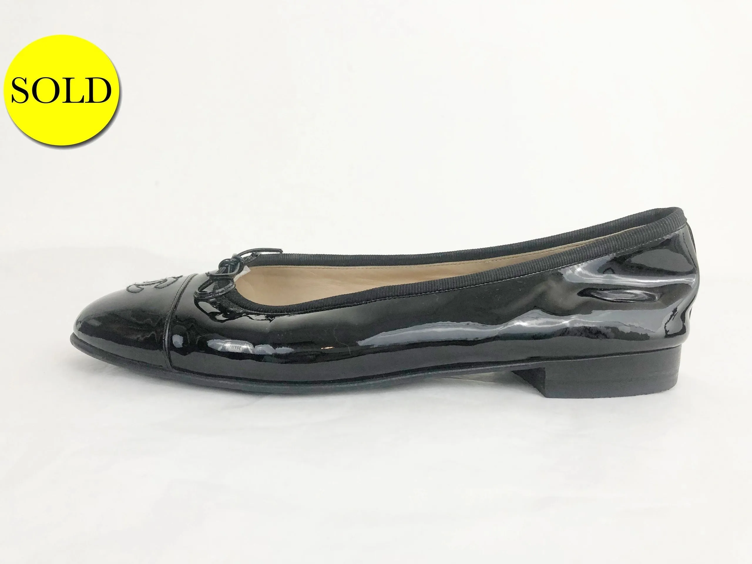Chanel Patent Leather Ballet Flats Size 38.5 It (8.5 Us)