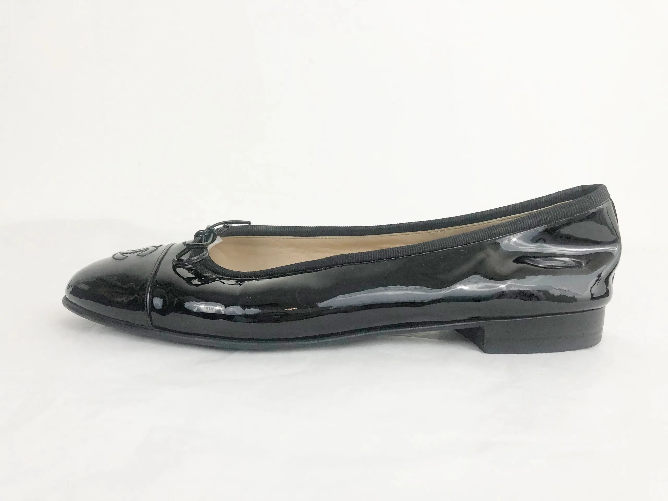 Chanel Patent Leather Ballet Flats Size 38.5 It (8.5 Us)