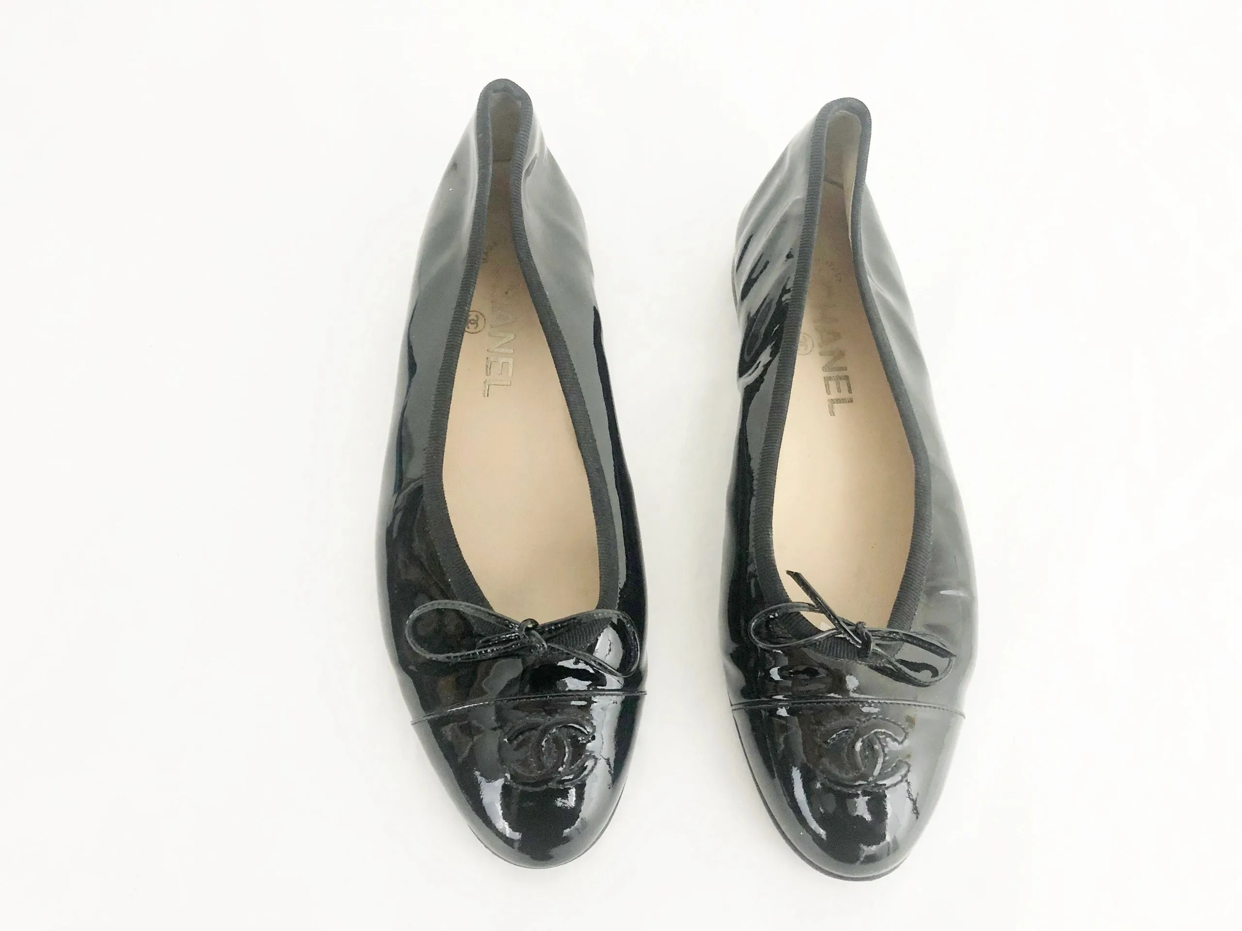 Chanel Patent Leather Ballet Flats Size 38.5 It (8.5 Us)