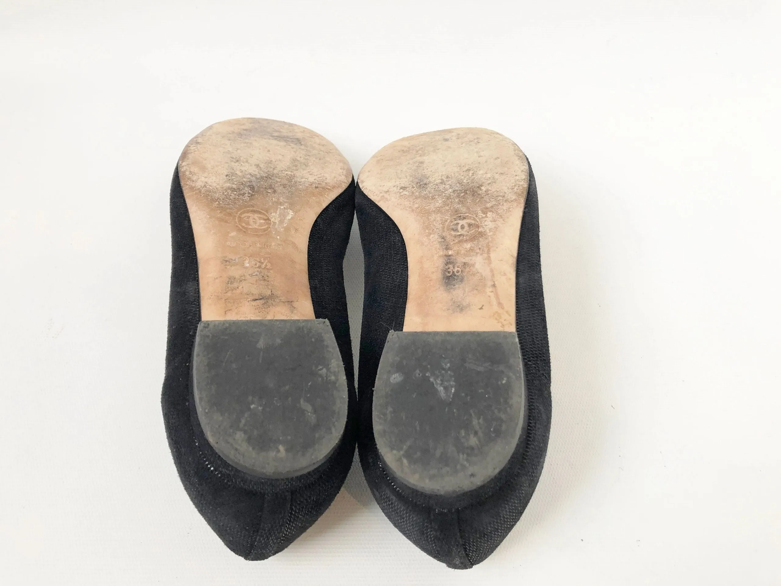 Chanel Suede Ballet Flats Size 36.5 It (6.5 Us)