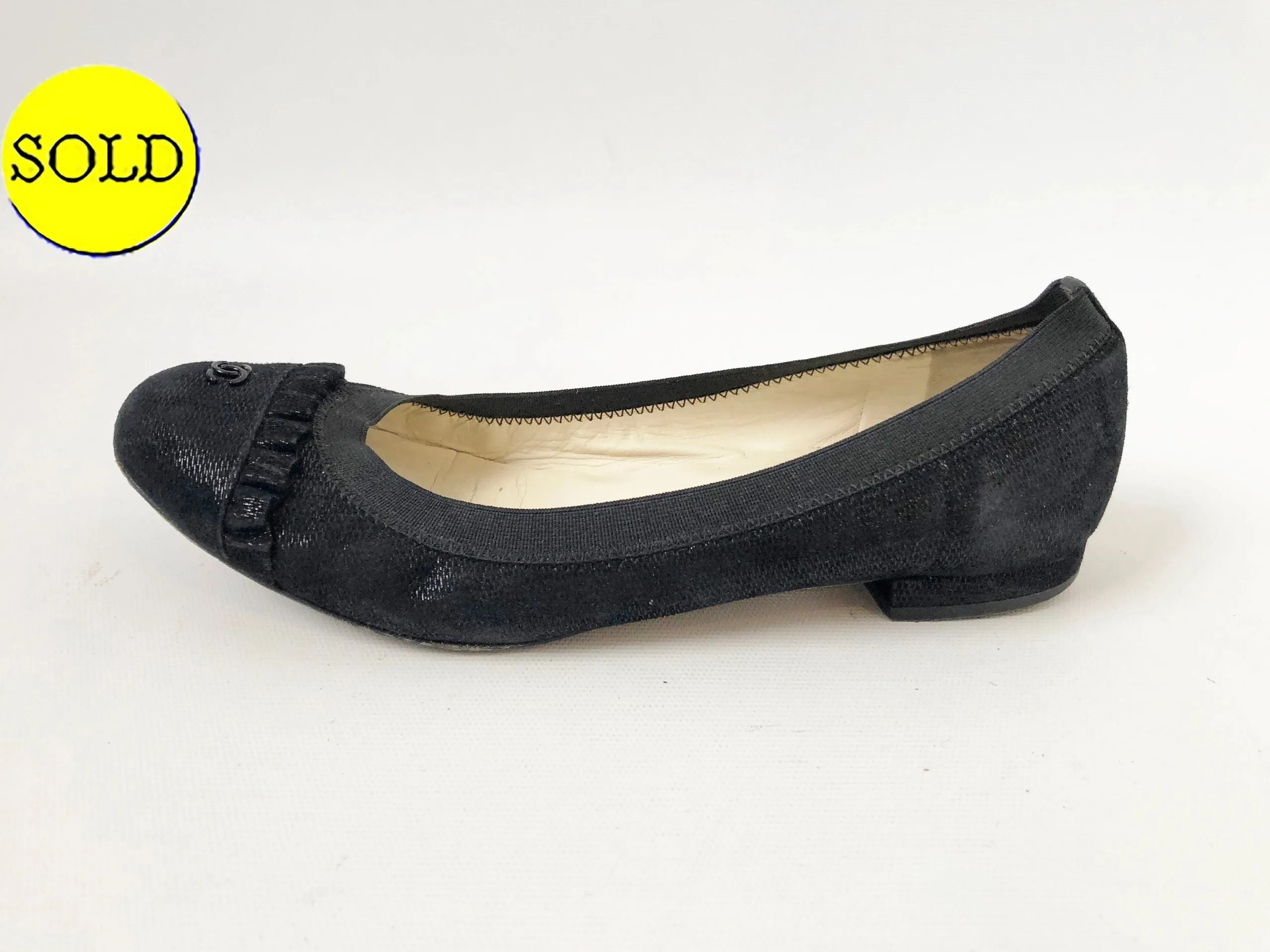 Chanel Suede Ballet Flats Size 36.5 It (6.5 Us)