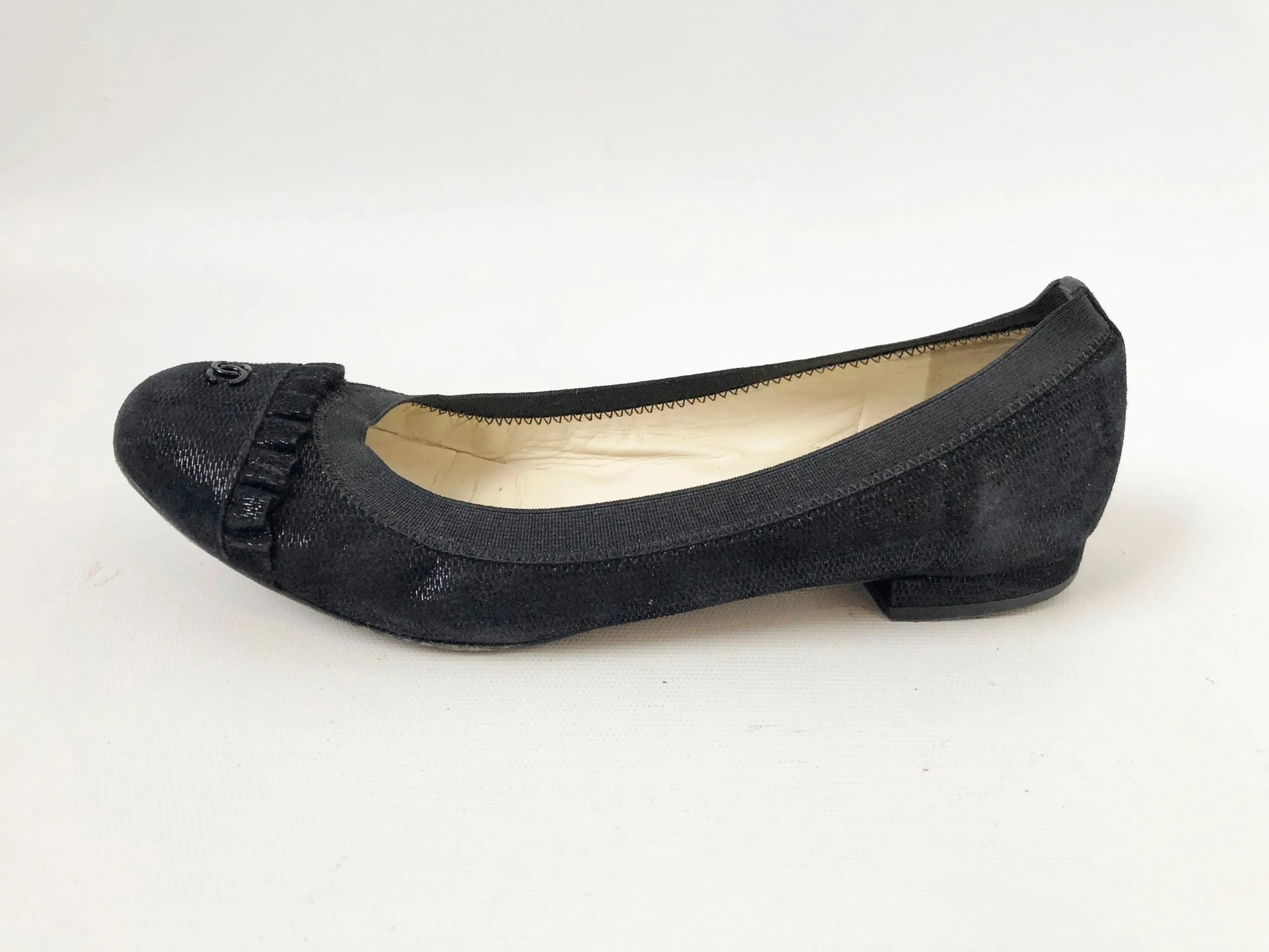 Chanel Suede Ballet Flats Size 36.5 It (6.5 Us)
