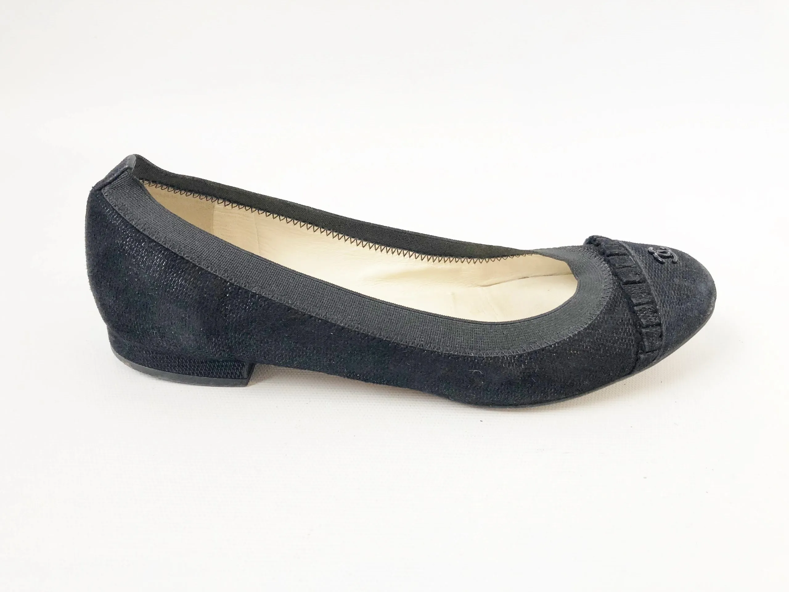 Chanel Suede Ballet Flats Size 36.5 It (6.5 Us)