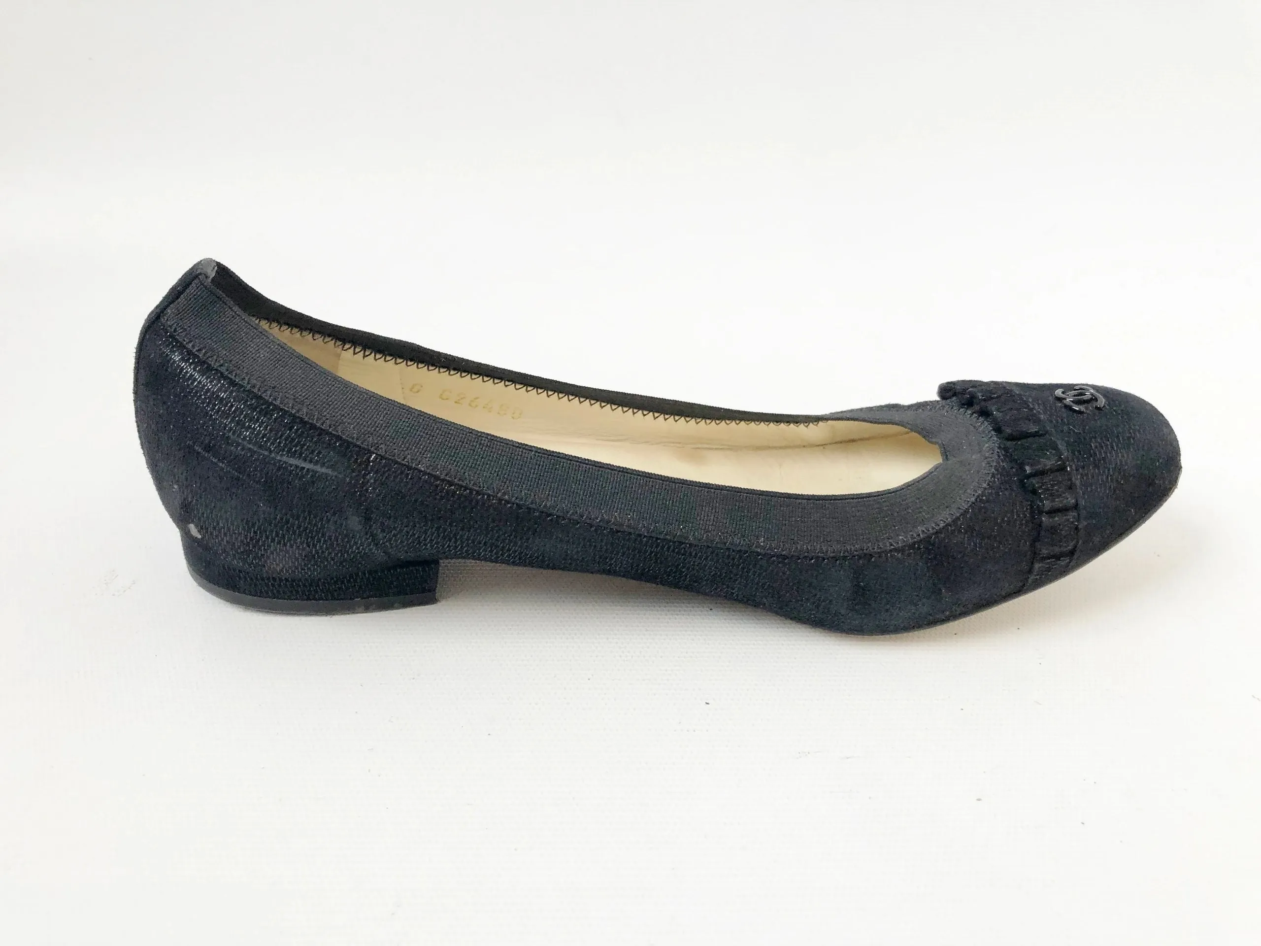 Chanel Suede Ballet Flats Size 36.5 It (6.5 Us)