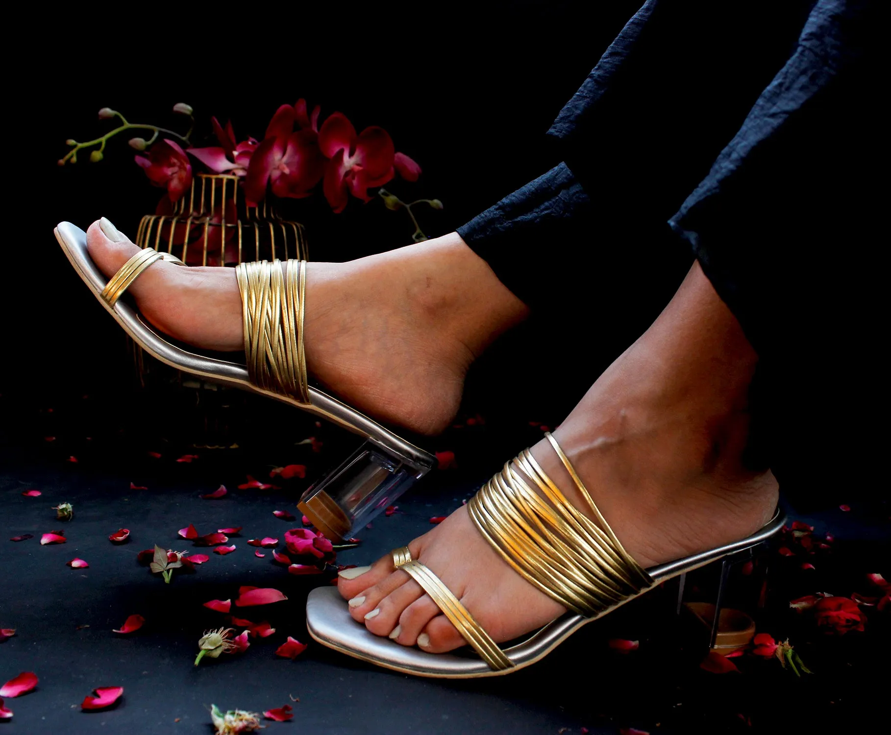 Charlotte Silver Block Heels