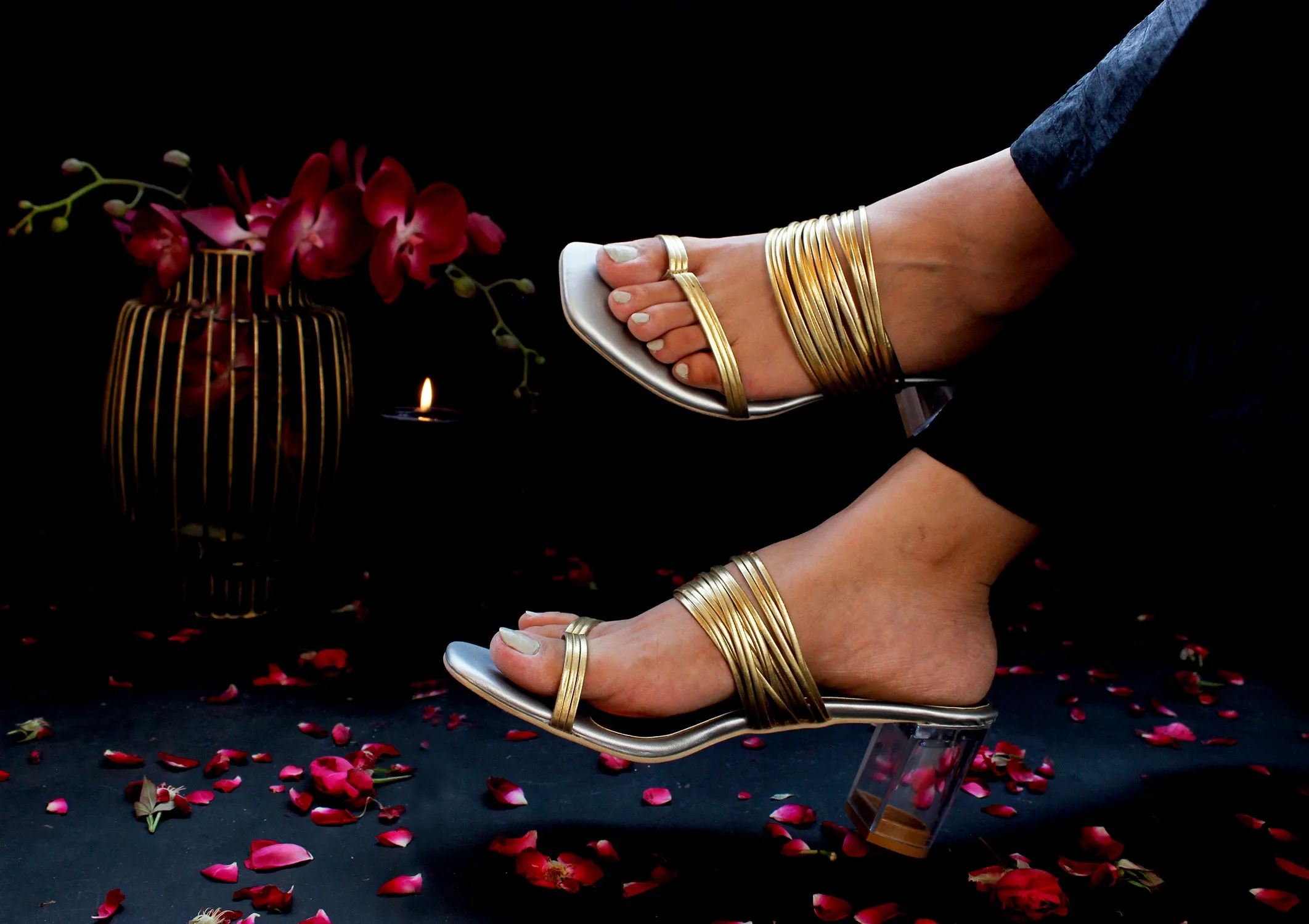 Charlotte Silver Block Heels