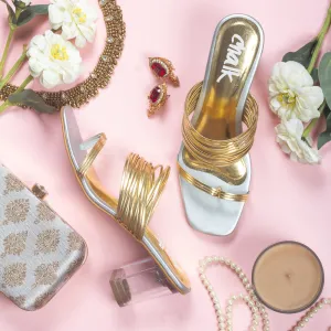 Charlotte Silver Block Heels
