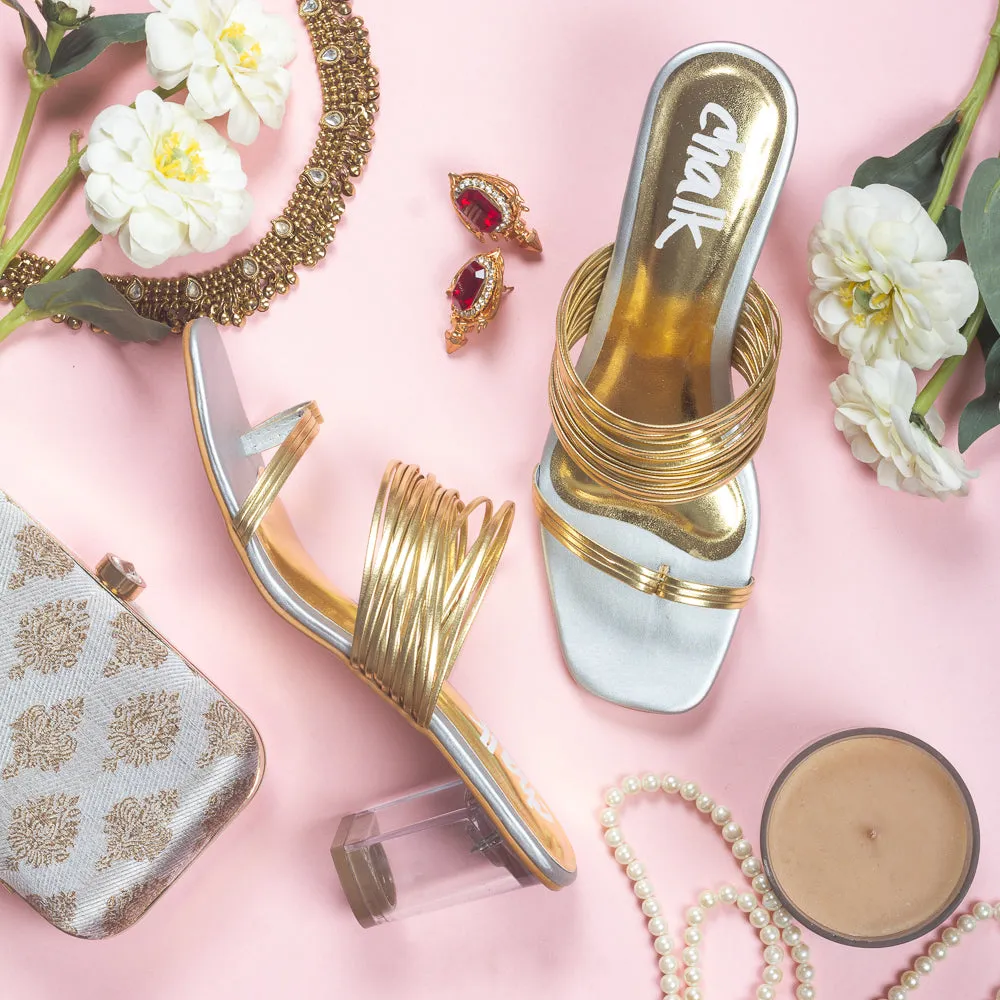 Charlotte Silver Block Heels