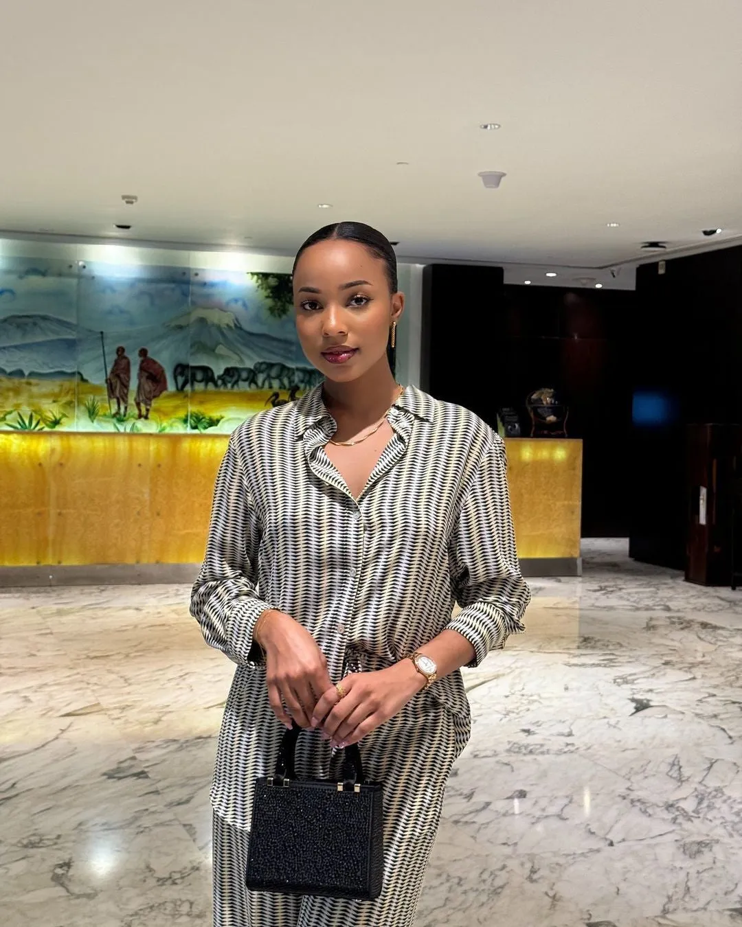 Chic Printed Long-Sleeve Shirt and Wide-Leg Pants Two-Piece Set for Effortless Elegance