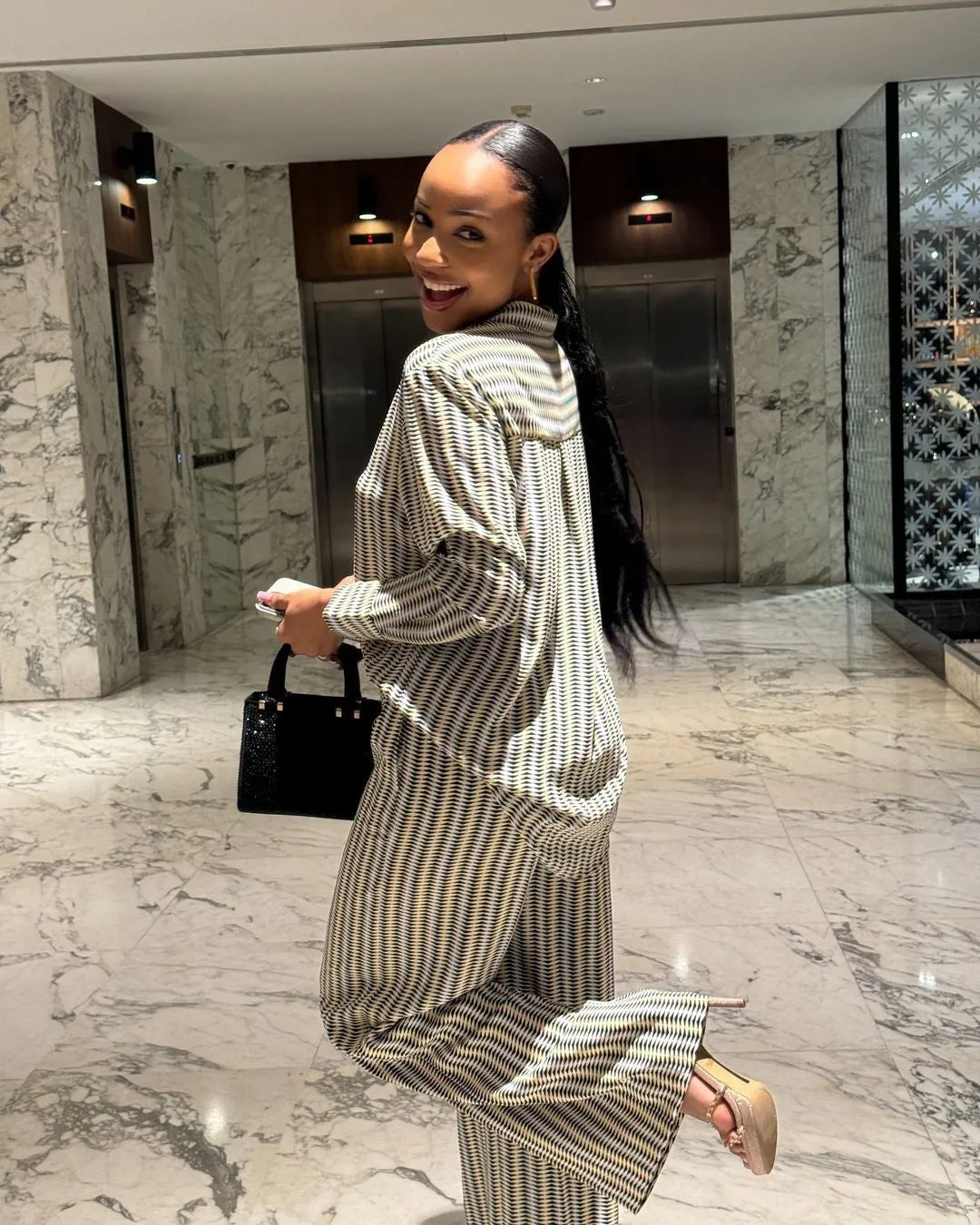 Chic Printed Long-Sleeve Shirt and Wide-Leg Pants Two-Piece Set for Effortless Elegance