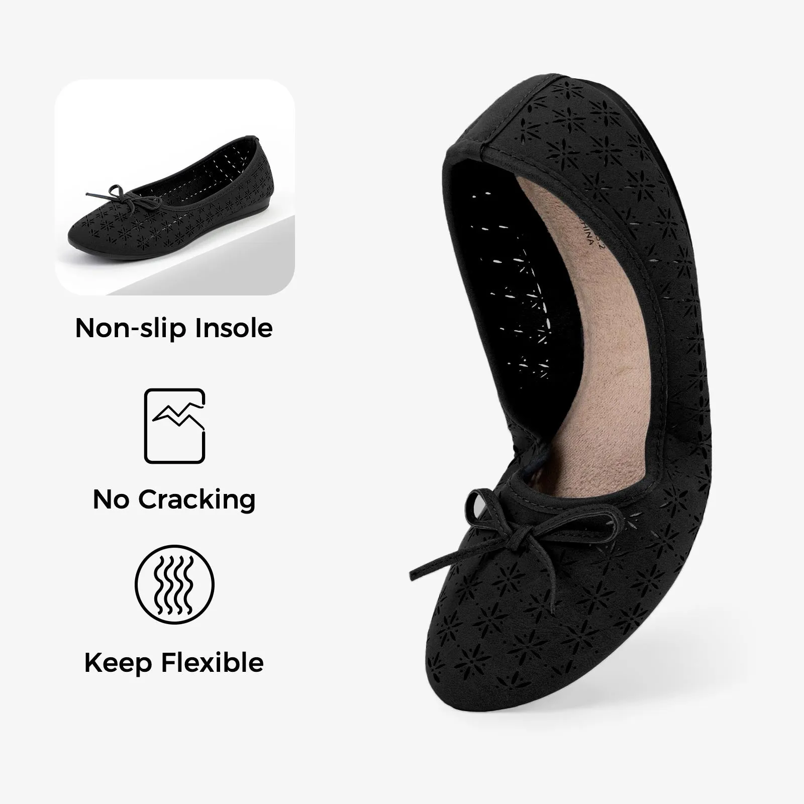 CHIN·MOON Women's Slip-Ons Ballet Flats Comfortable Lightweight Casual Dress Shoes