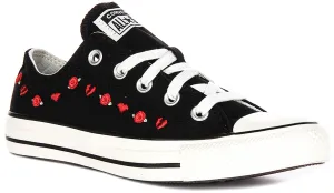 Converse All Star Low A13651C Rose & Hearts In Black Red