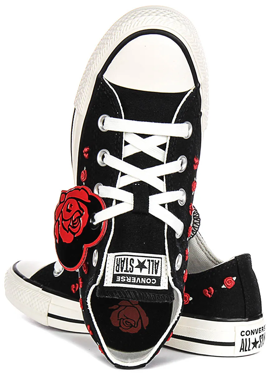 Converse All Star Low A13651C Rose & Hearts In Black Red