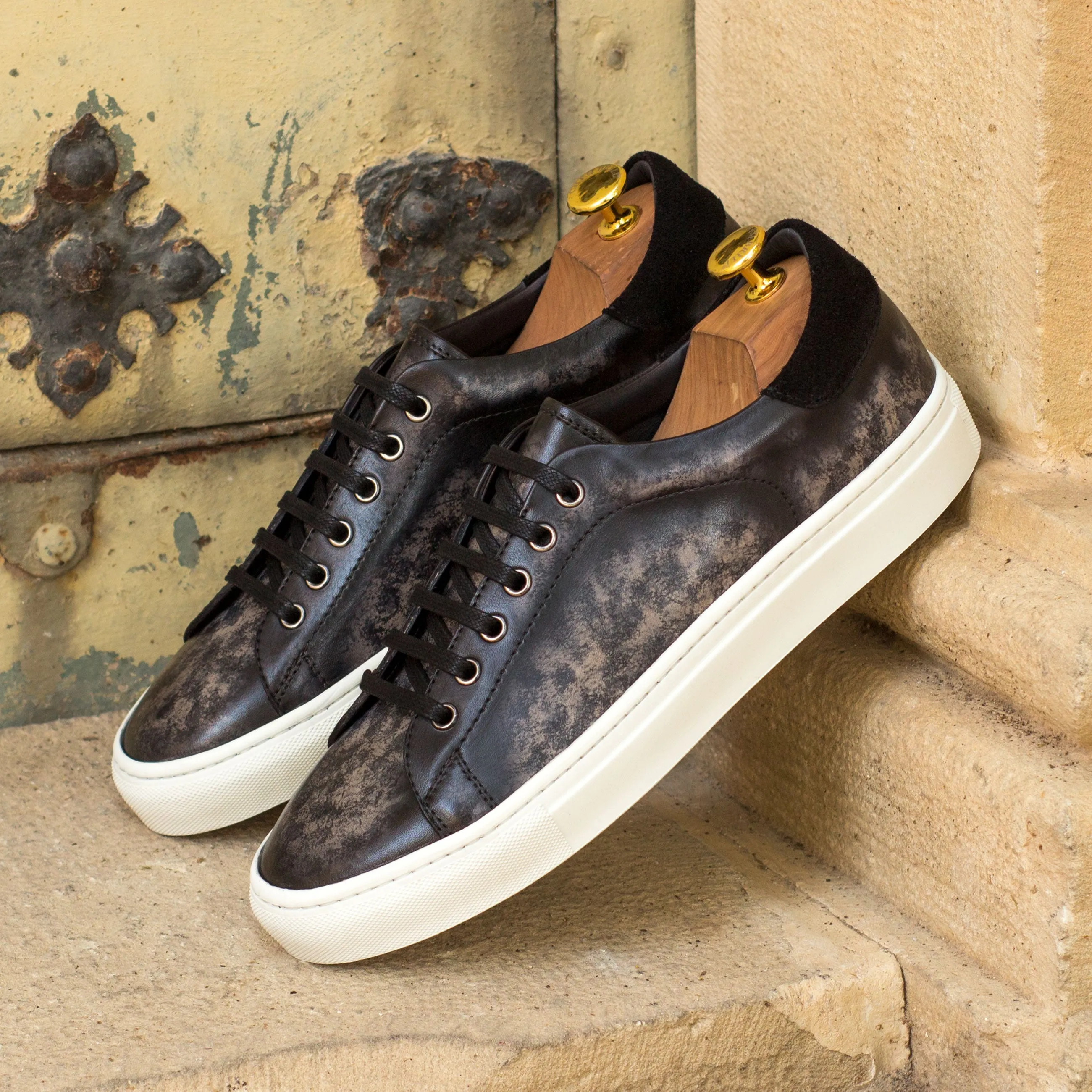 DapperFam Rivale in Black Men's Lux Suede Trainer