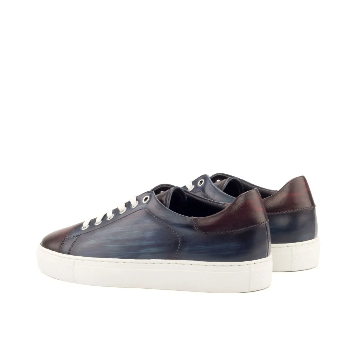 DapperFam Rivale in Navy / Dark Brown Men's Italian Leather Trainer