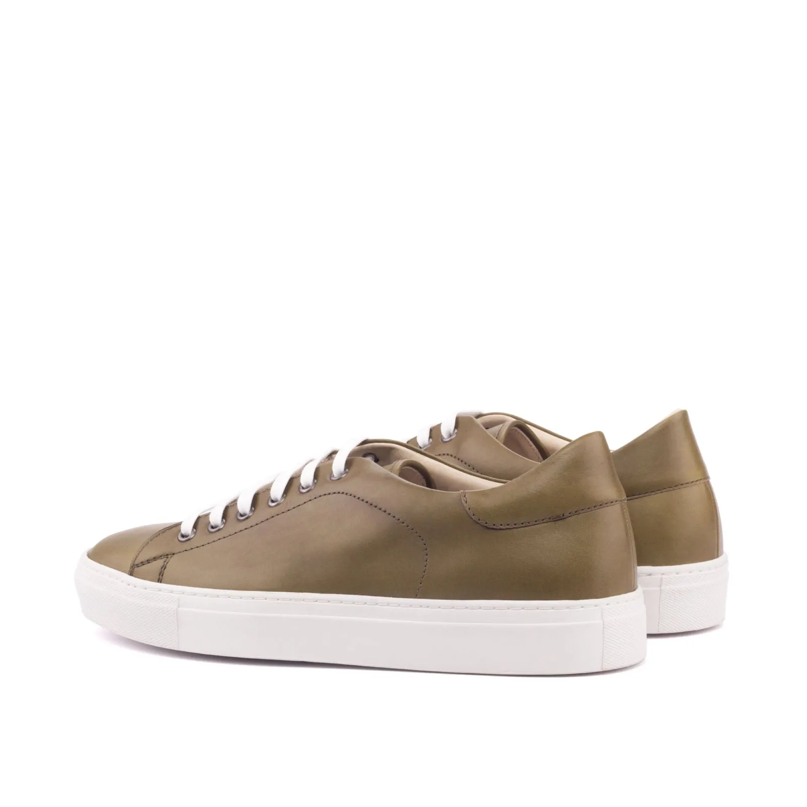 DapperFam Rivale in Olive Men's Italian Leather Trainer