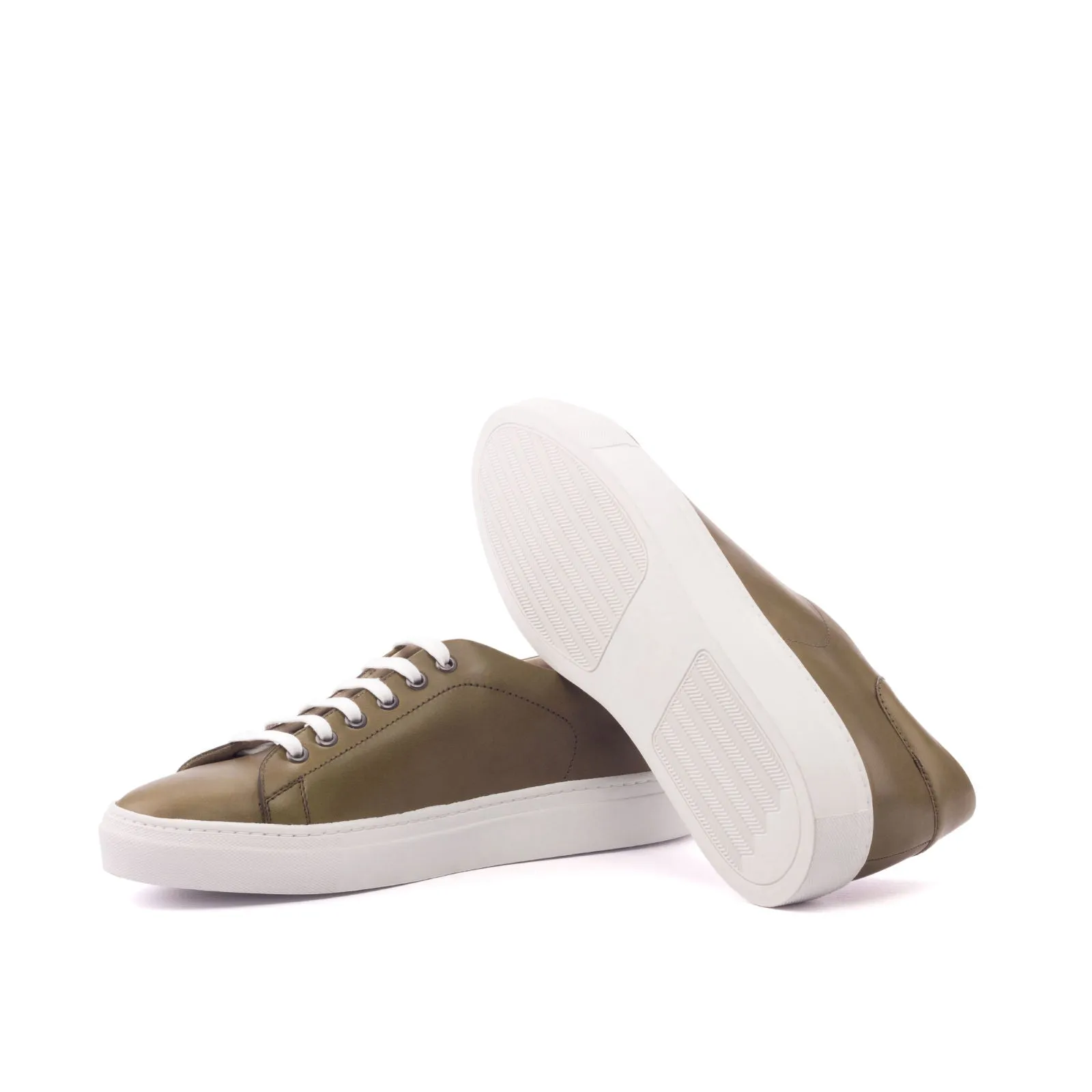 DapperFam Rivale in Olive Men's Italian Leather Trainer