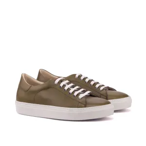 DapperFam Rivale in Olive Men's Italian Leather Trainer