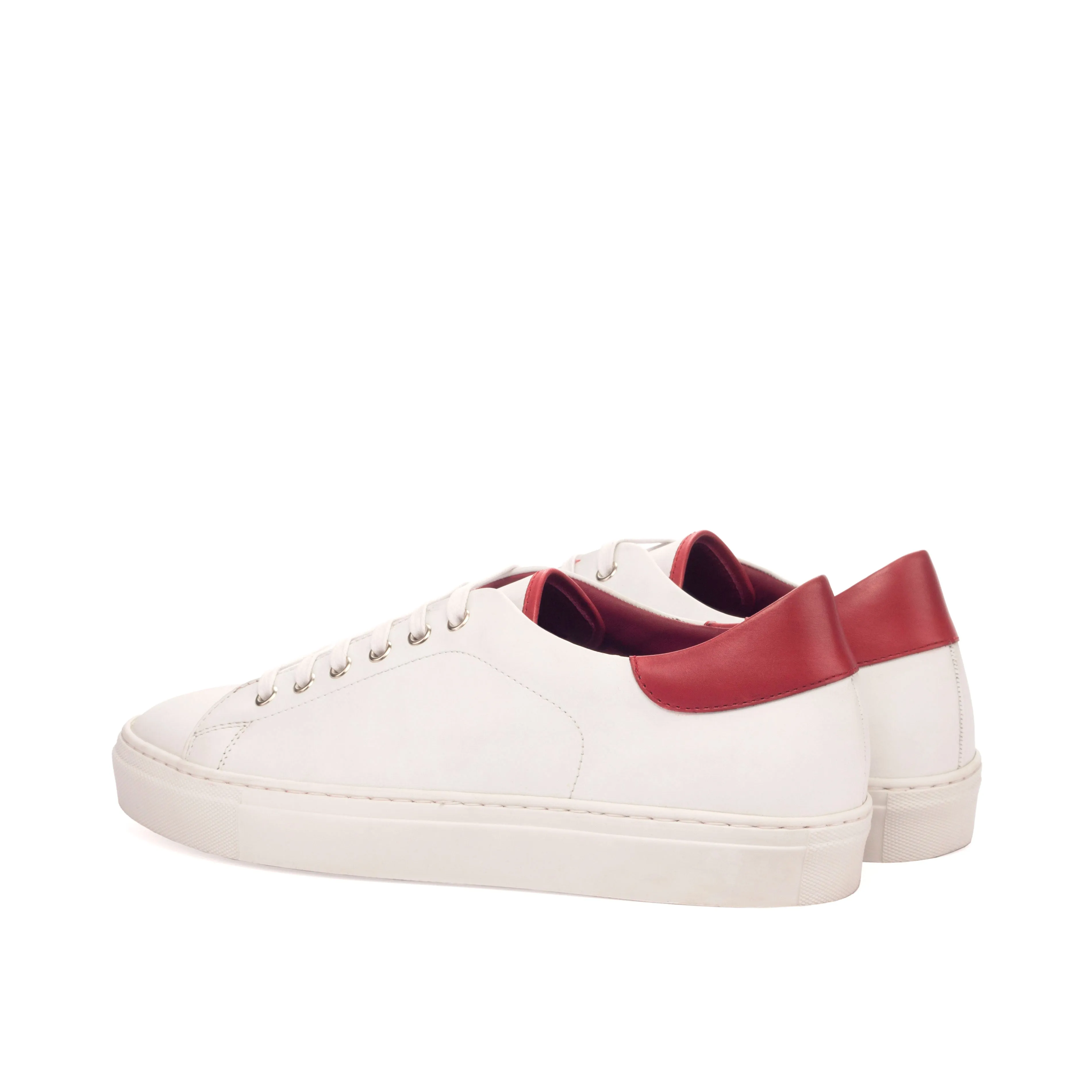 DapperFam Rivale in White / Burgundy Men's Italian Leather Trainer