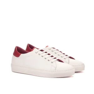 DapperFam Rivale in White / Burgundy Men's Italian Leather Trainer