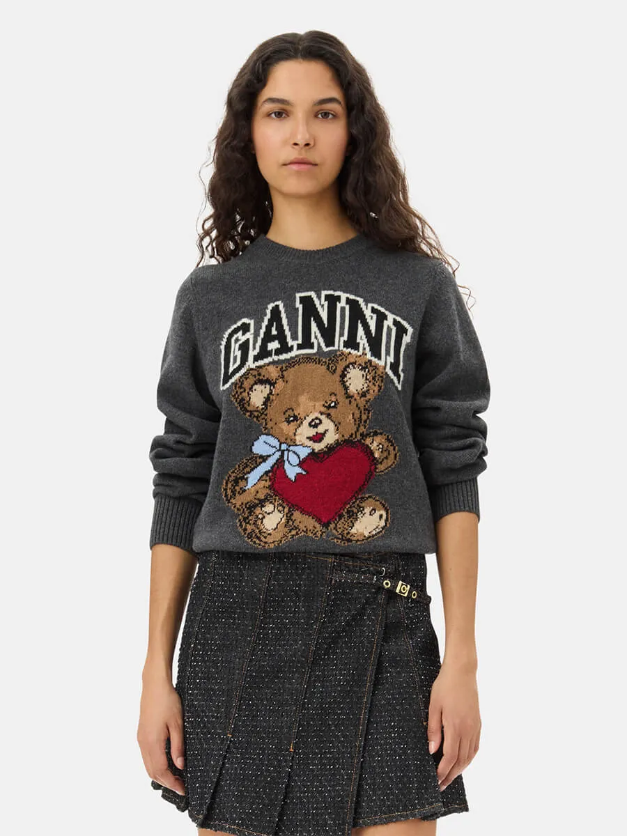 Dark Grey Graphic Bear Jumper