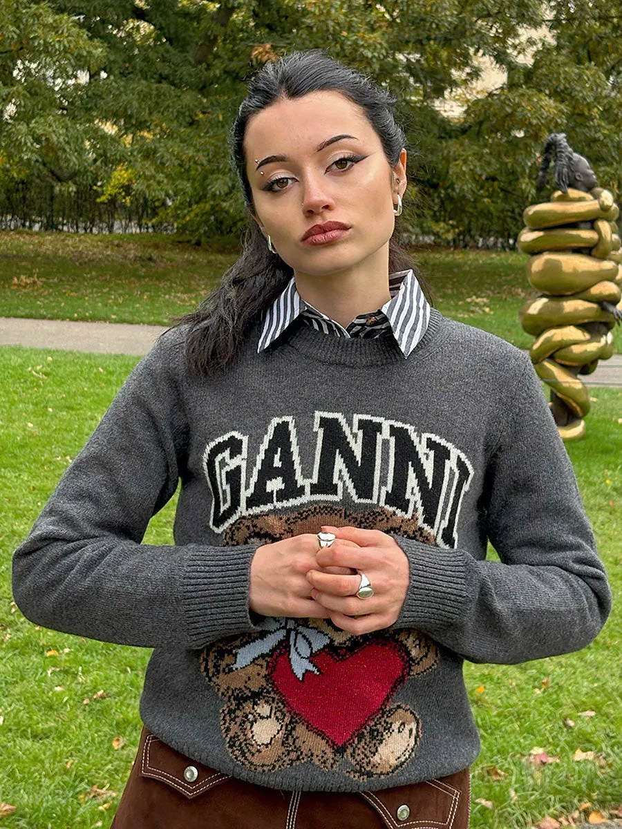 Dark Grey Graphic Bear Jumper