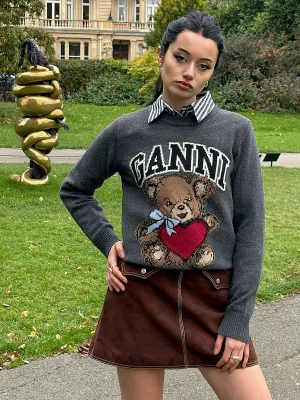 Dark Grey Graphic Bear Jumper