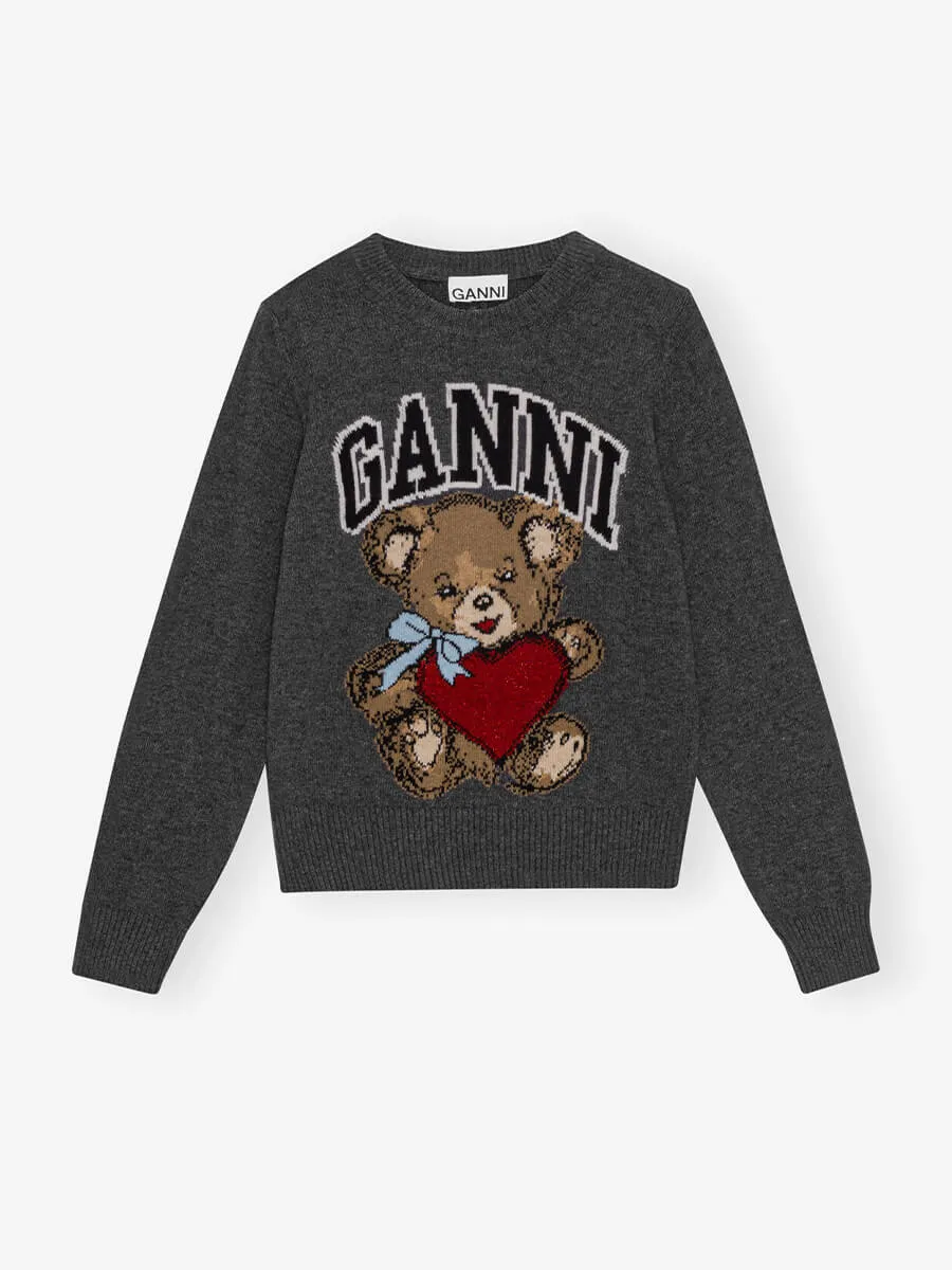 Dark Grey Graphic Bear Jumper
