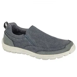 DEK TYNE Mens Denim Canvas Slip On Trainers Navy