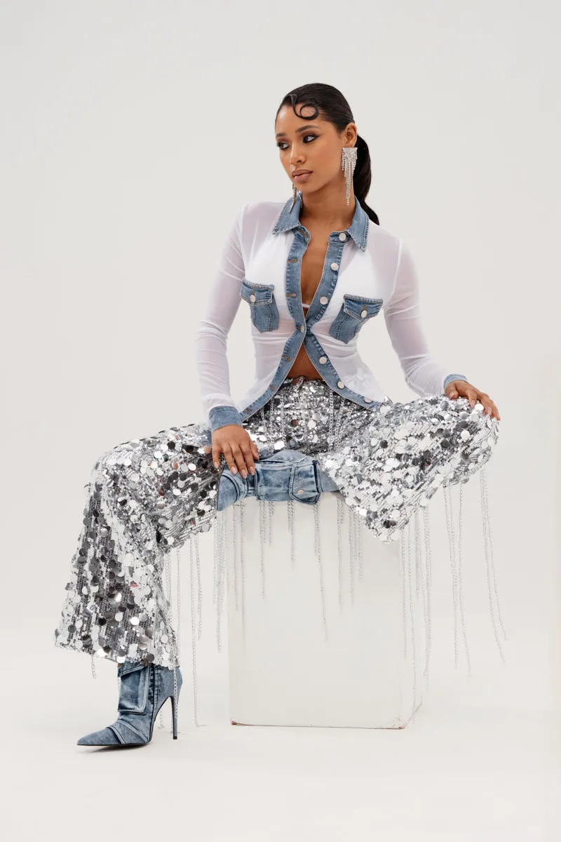 DIFFERENT LOVE MESH BUTTON DOWN