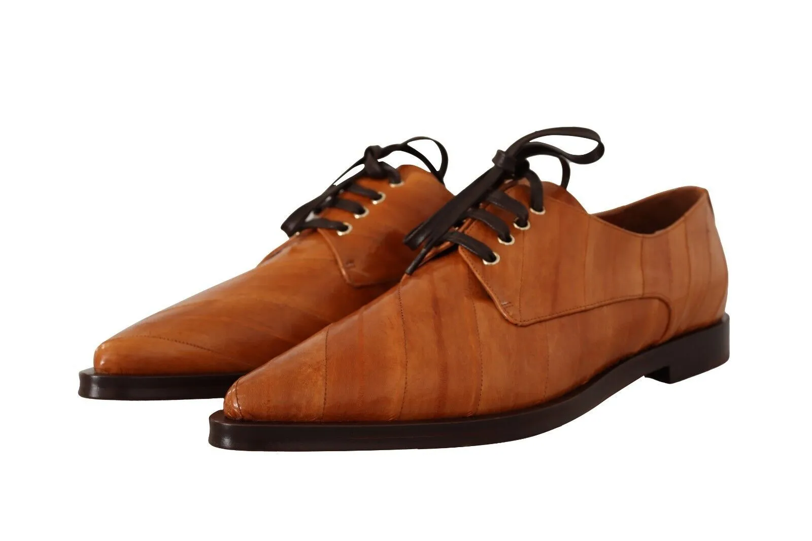 Dolce & Gabbana Leather Elegant Eel Lace Up Formal Flats