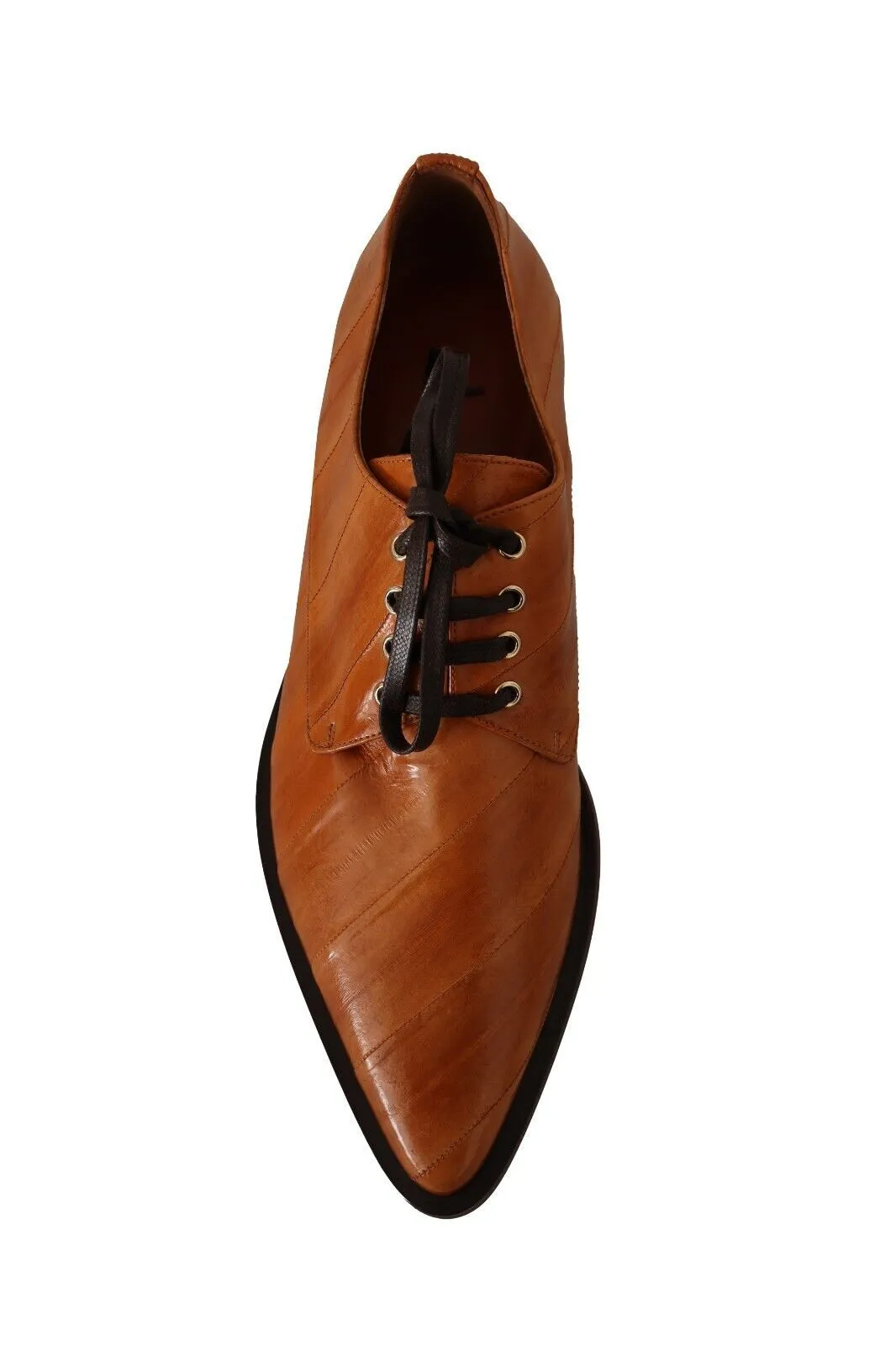 Dolce & Gabbana Leather Elegant Eel Lace Up Formal Flats
