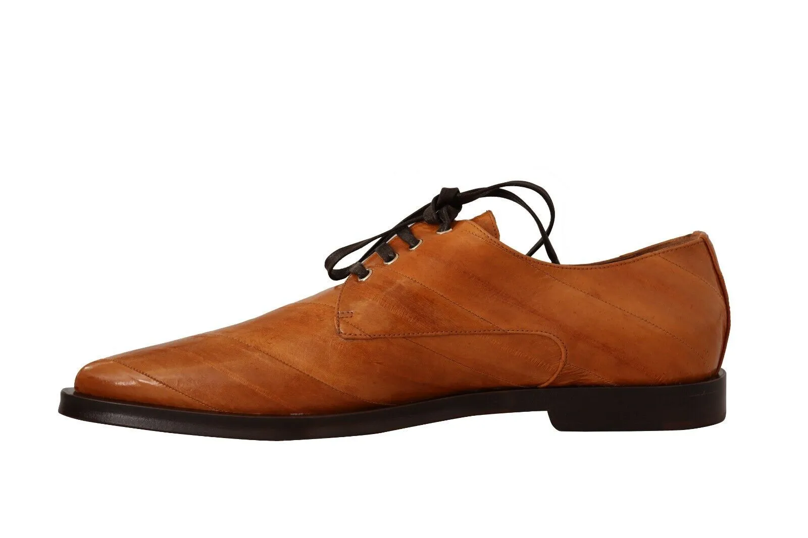 Dolce & Gabbana Leather Elegant Eel Lace Up Formal Flats