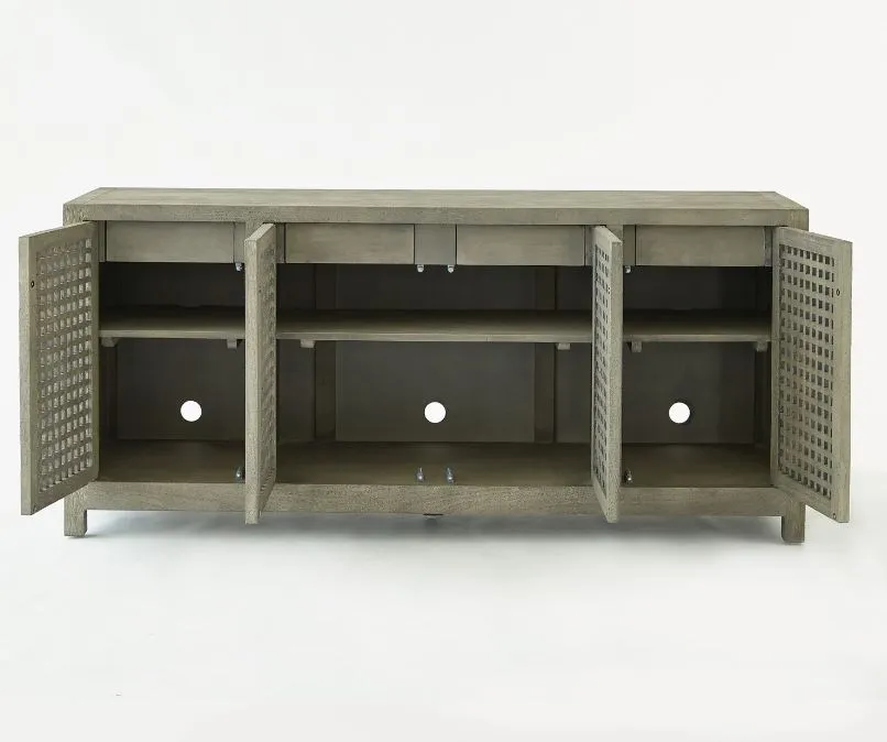 DRIFTWOOD LATTICE CREDENZA-GREY