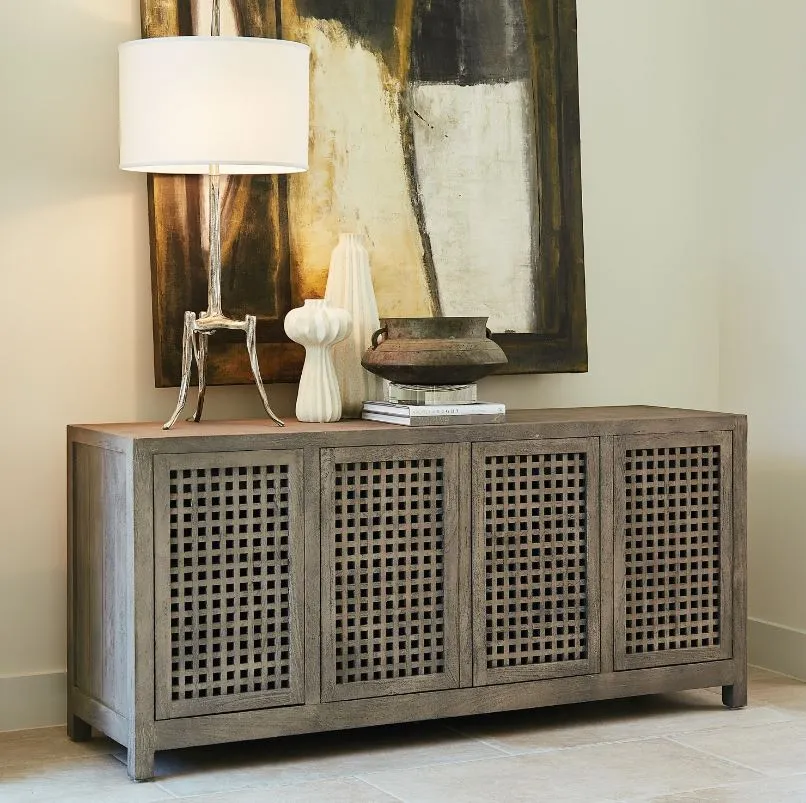 DRIFTWOOD LATTICE CREDENZA-GREY