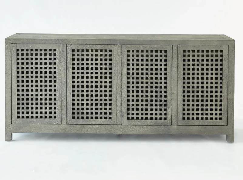 DRIFTWOOD LATTICE CREDENZA-GREY