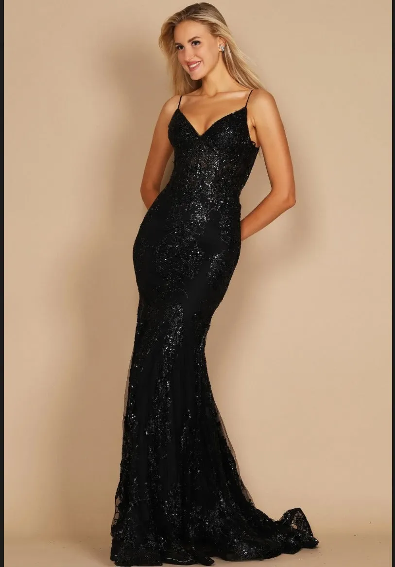 Dylan's & Davids DD1238 Fitted Corset Long Formal Prom Dress Tiffany Gold
