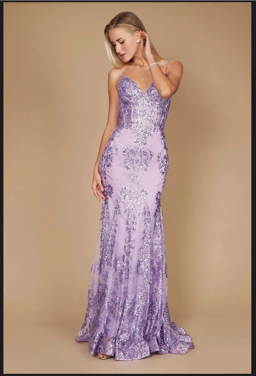 Dylan's & Davids DD1238 Fitted Corset Long Formal Prom Dress Tiffany Gold