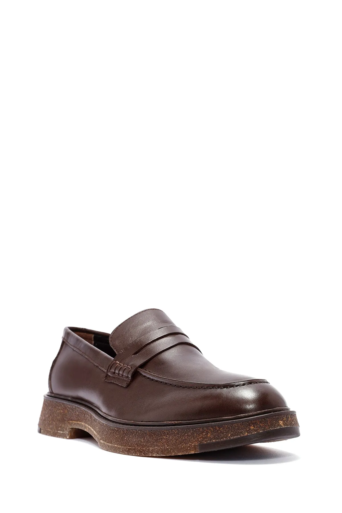 Erkek Kahverengi Deri Casual Loafer