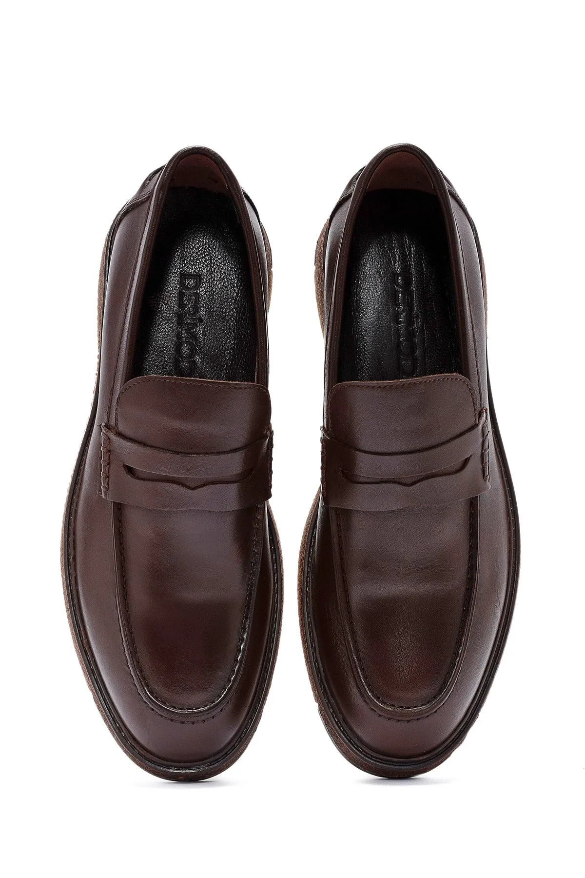Erkek Kahverengi Deri Casual Loafer