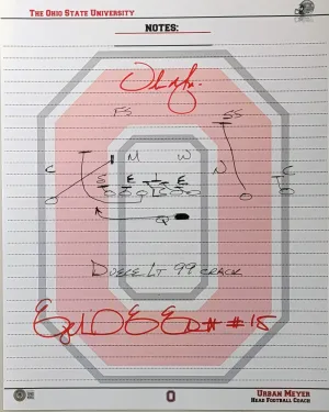 Ezekiel Elliott Signed OSU Urban Meyer Diagram 16x20 Photo of 85 Yard's BAS