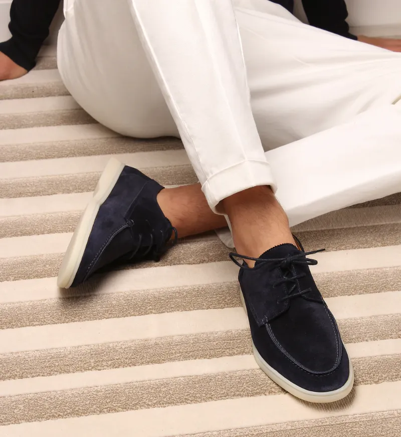 Fabian | Men's Suede Lace-Up Moccasin Loafers - Soft, Flexible Sole for Smart Casual Style