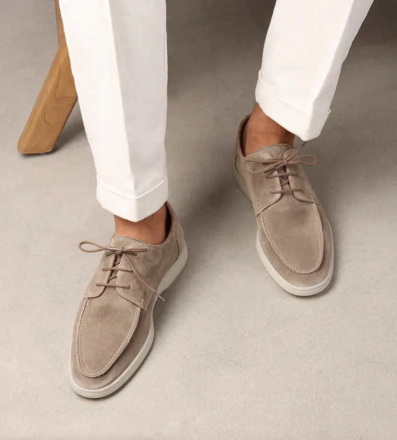 Fabian | Men's Suede Lace-Up Moccasin Loafers - Soft, Flexible Sole for Smart Casual Style