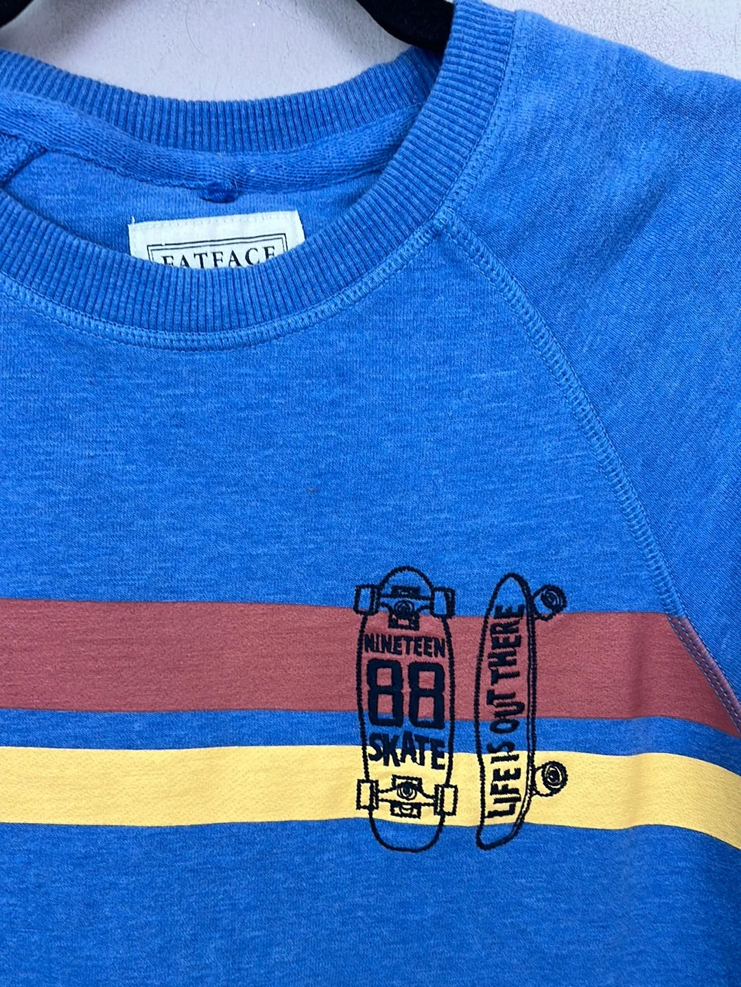 Fat Face blue stripe chest sweatshirt 12-13y