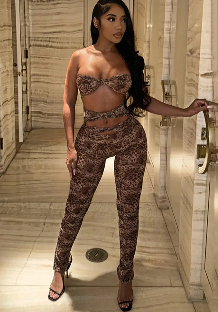 Fierce Leopard Print Hollow Cut-Out Crop Jumpsuit
