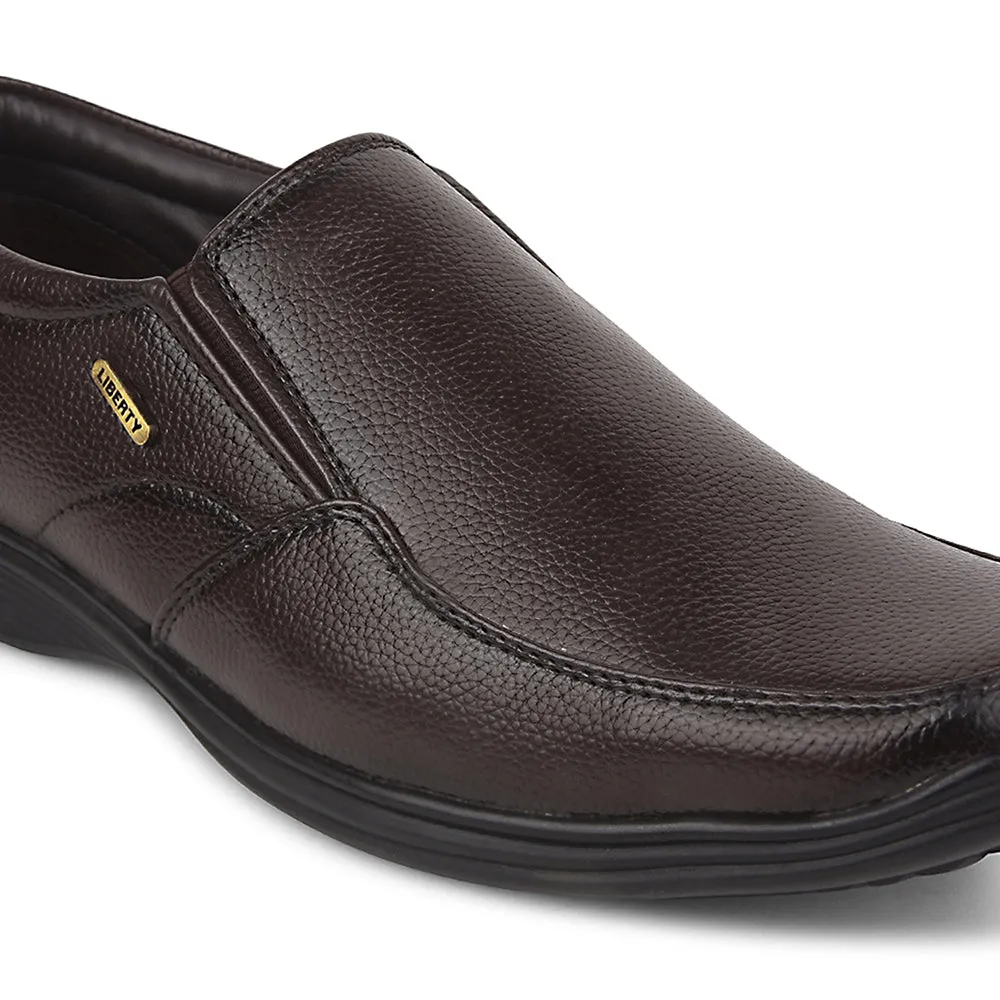 Fortune Brown Formal Non Lacing Moccasin Shoes For Men R573-06 By Liberty